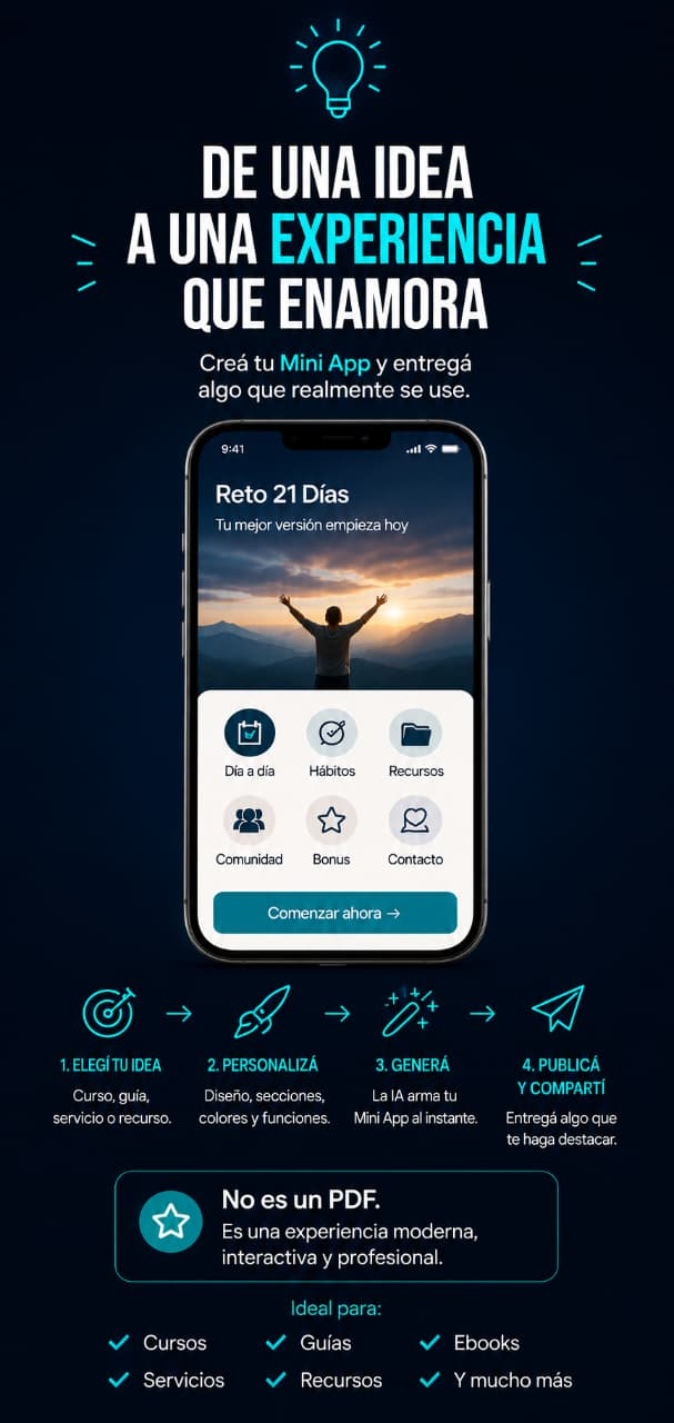 Explicación visual del proceso para crear una Mini App