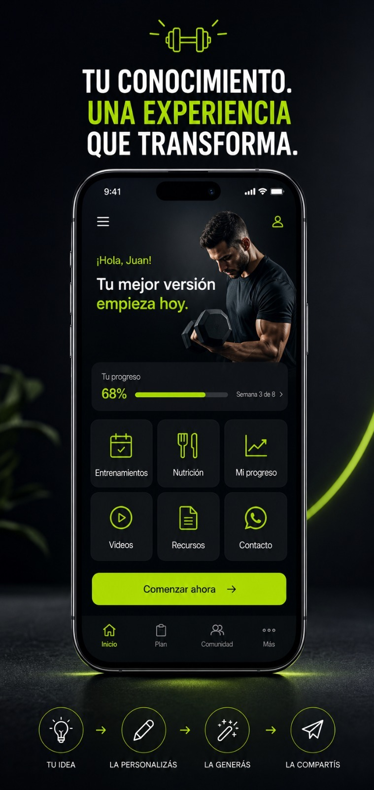 Ejemplo de Mini App para un profesional fitness